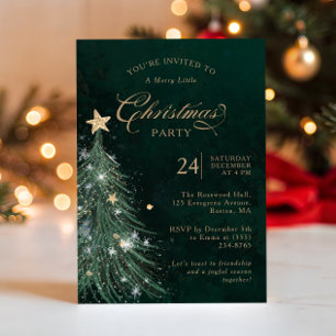 Elegante grüne goldene Weihnachtsfeier Einladung
