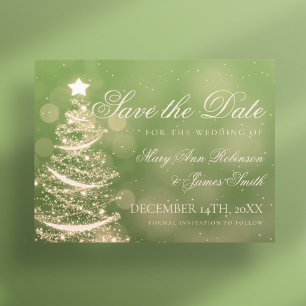 Elegante grüne goldene Weihnachtsfeiern retten das Ankündigungspostkarte