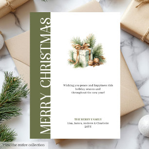 Elegante grüne goldene Weihnachtsgeschenk-Digitalk Feiertagskarte