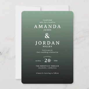 Elegante grüne Gradient-Hochzeitseinladung Einladung