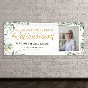 Elegante Grüne Gratulations-Foto-Ruhestand Banner