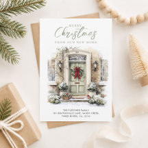 Elegante grüne Haustür Weihnachten Neues Zuhause