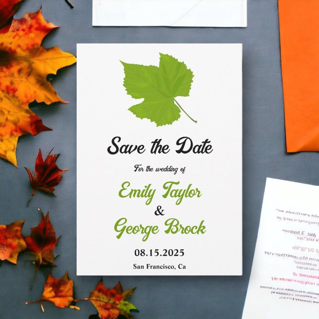 Elegante Grüne Herbstlaube Herbstblütenhochzeit Save The Date (Von Creator hochgeladen)