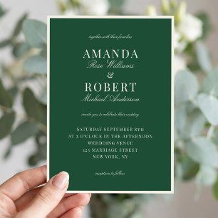 Elegante grüne Hochzeit im Stil des alten Geldes Einladung