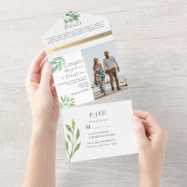 Elegante Grüne Hochzeit in einer Einladung