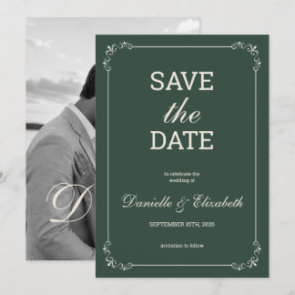 Elegante grüne Hochzeit - Save-the-Date-Karte Save The Date