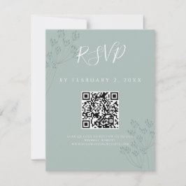 Elegante Grüne Hochzeit Scan Code RSVP Karte