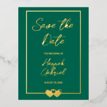 Elegante grüne Hochzeit Speichern Sie die Datumsan