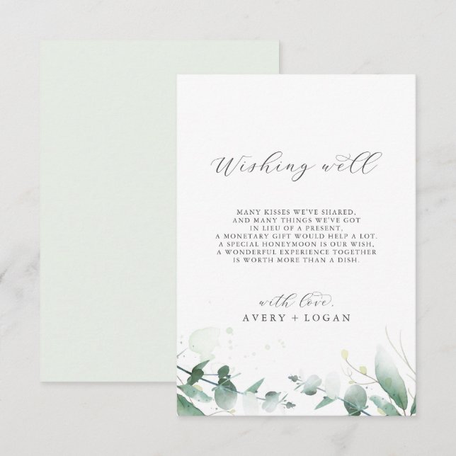 Elegante Grüne Hochzeitkarte Begleitkarte (Vorne/Hinten)