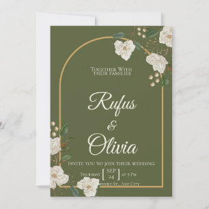 Elegante Grüne Hochzeitseinladung Olivgrün Mitteilungskarte