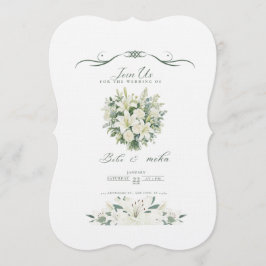 Elegante grüne Hochzeitseinladung Programm