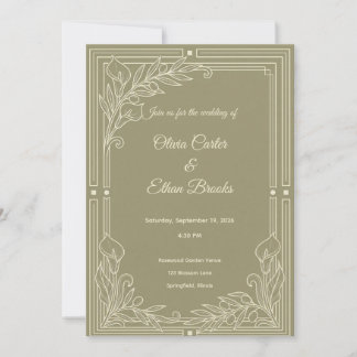 Elegante grüne Hochzeitseinladungsvorlage im Salbe Einladung