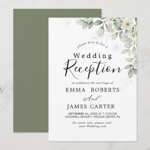 Elegante Grüne Hochzeitsempfehlung Einladung