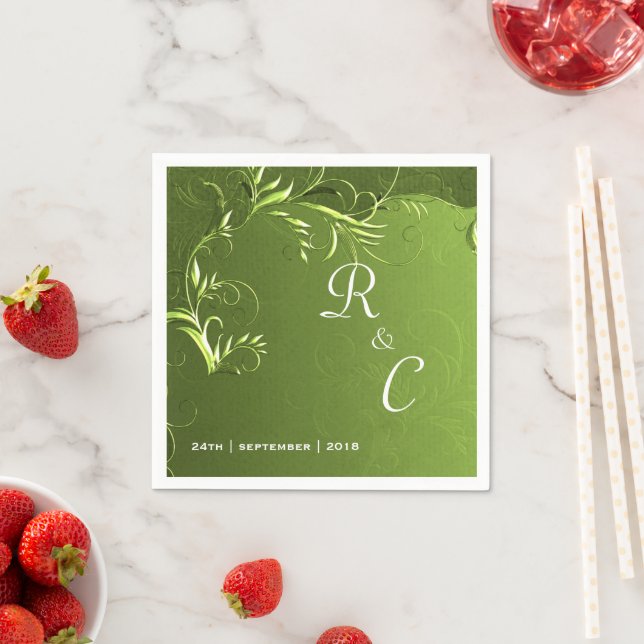 Elegante Grüne Hochzeitsempfehlung Serviette (Beispiel)