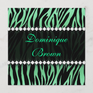Elegante grüne Juwelen Zebra Einladung