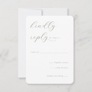 Elegante grüne Kalligrafie RSVP Karte
