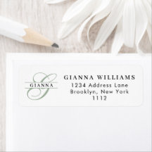Elegante grüne Kalligrafie-Split-Monogrammadresse