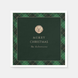 Elegante grüne karierte Weihnachtsfeier Serviette