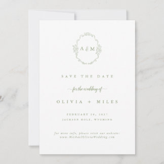 Elegante grüne klassische Hochzeit - Heiratsantrag Save The Date