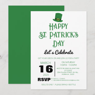 Elegante Grüne Kleeblatt St. Patrick's Day Party Einladung