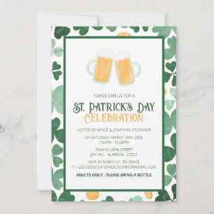 Elegante grüne Kleeblatt-St.-Patricks-Party Einladung