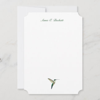 Elegante Grüne Kolibri-Notizkarte Mitteilungskarte