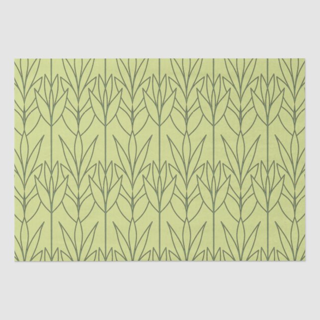 Elegante Grüne Kunst Déco Blumenmuster Design Mode Seidenpapier (Vorderseite)