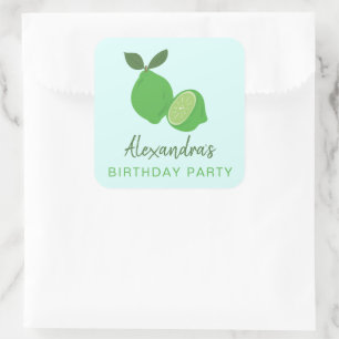 Elegante grüne Limonen-Party Quadratischer Aufkleber