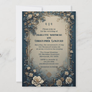 Elegante grüne luxuriöse weiße Rosen Floral-Hochze Einladung