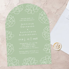 Elegante Grüne minimale Botanische Hochzeit Einlad Einladung
