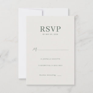 Elegante grüne minimalist Antwortkarte RSVP Karte