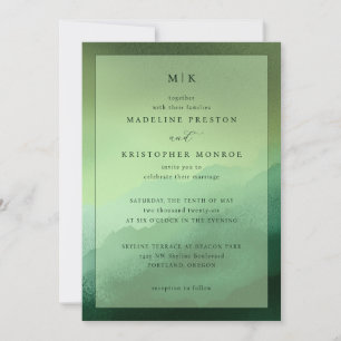 Elegante grüne minimalistische Hochzeitseinladung Einladung