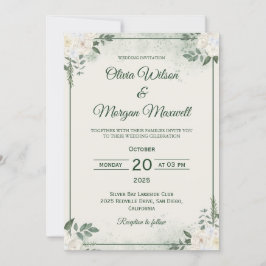 Elegante grüne Minimalistische Hochzeitseinladung Einladung