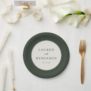 Elegante Grüne Minimalistische Namen Pappteller