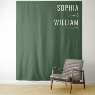 Elegante Grüne Minimalistische Namen Wandteppich