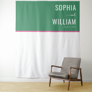 Elegante Grüne Minimalistische Namen Wandteppich