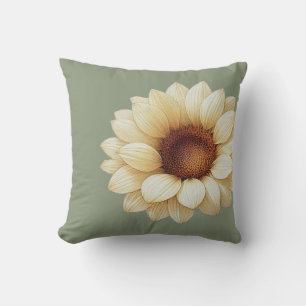 Elegante grüne minimalistische Sonnenblumenrand-Bl Kissen