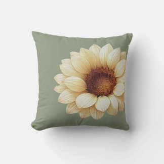 Elegante grüne minimalistische Sonnenblumenrand-Bl Kissen