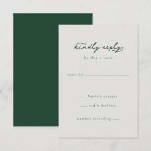 Elegante grüne minimalistischer Antwortkarte RSVP Karte