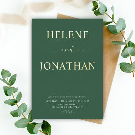Elegante Grüne Moderne Minimalistische Hochzeit Folieneinladung