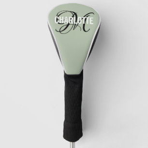 Elegante grüne Monogram Name Golf Head Cover Headcover
