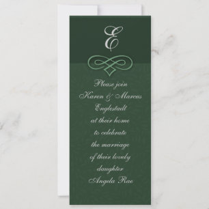 Elegante grüne Monogramm-Einladungen Einladung