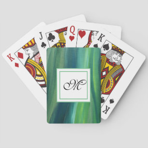 Elegante grüne Monogramm-Klassikkarten Spielkarten