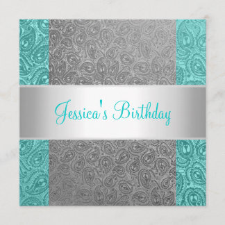 Elegante Grüne Paisley White Geburtstagsparty Einladung