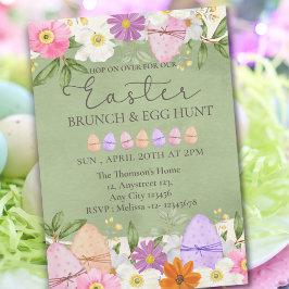 Elegante Grüne Pastel Wildblumen Ei Hunt Ostern Einladung