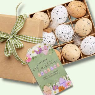 Elegante Grüne Pastel Wildblumen Happy Oaster Geschenkanhänger