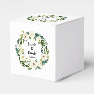 Elegante Grüne Personalisierte Namen Datum Hochzei Geschenkschachtel
