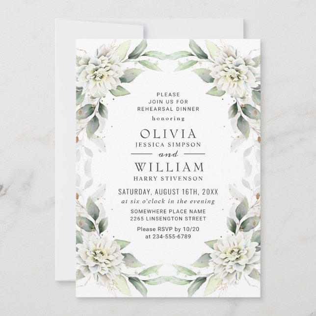 Elegante Grüne PROBE Golden Greenery Einladung (Vorderseite)