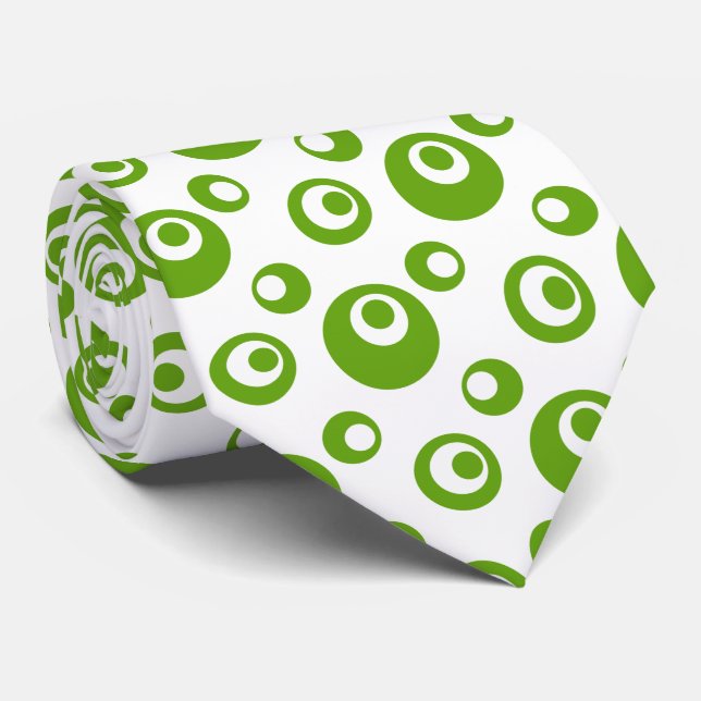 Elegante grüne Punkte auf weißem Hintergrund Krawatte (Gerollt)