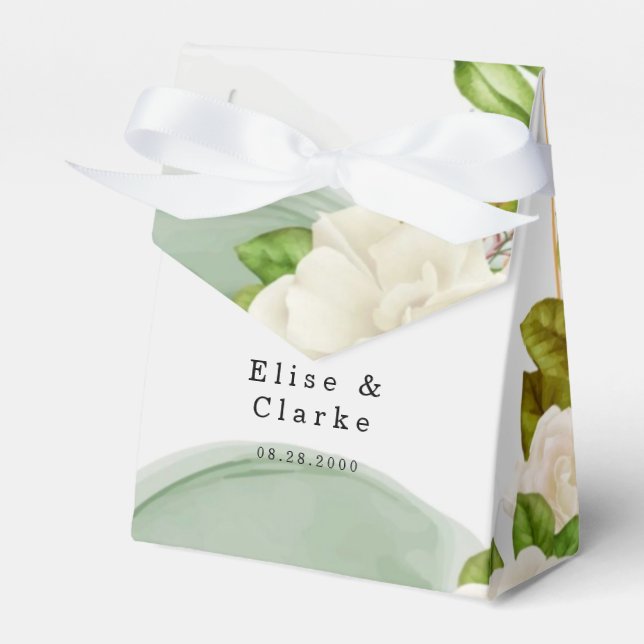 Elegante grüne Rose Hochzeit Geschenkschachtel (Vorderseite)
